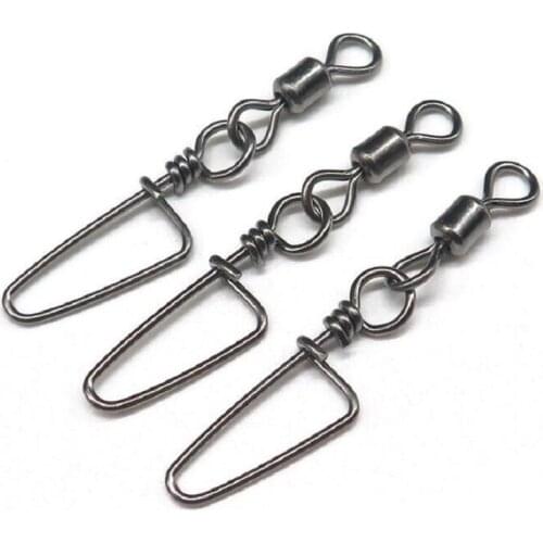 100pcs/Bag Fishing Connector Pin Bearing Rolling Swivel Stainless Steel with Snap Fishhook Lure Swivels Tackle