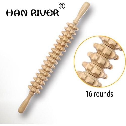 No paint color 16 rounds of coarse meridian rods full-body massage stick rolling back massage lamented the waist neck leg wooden