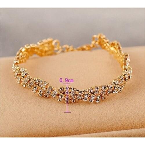 2019 new Elegant Deluxe Silver Rhinestone Crystal Bracelet Bangle Jewelry For Women Girl Gift