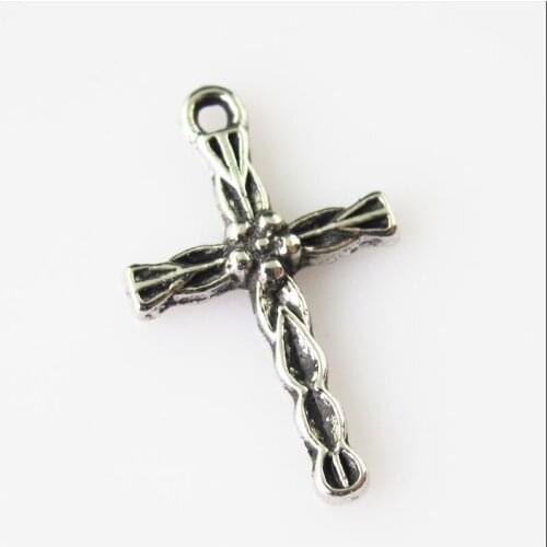 30 New Flower Clouds Cross Tibetan Silver Tone Charms Pendants 15x24mm