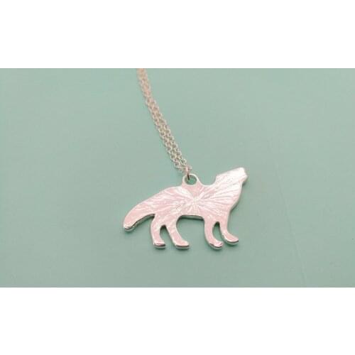 30PCS Norse Vikings Pendant Teen Wolf Necklace Outline Silhouette Howling Wolf Totem Necklaces for Original Animal Jewelry