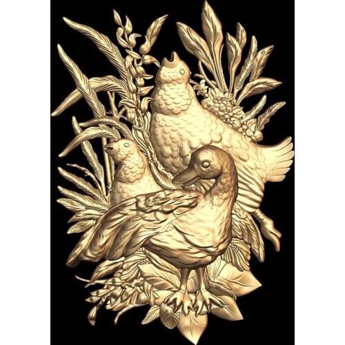3D model relief STL for cnc router carving and engraving artcam aspire -birds