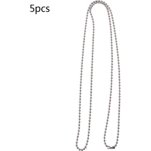 5PCS Tone 316L Stainless Steel Ball Bead Chain Necklace Jewelry Findings