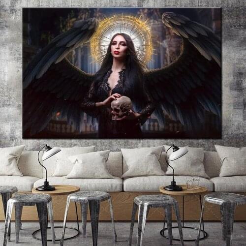 Diamond Embroidery Portrait Full Drill Square Home Decor Picture 5D DIY Diamond Painting Skeleton wings dark night girl Mosaic