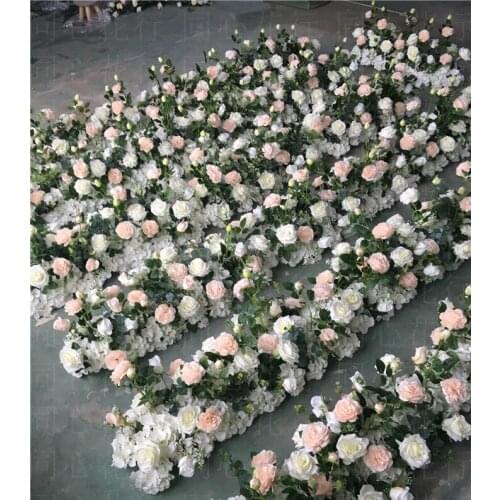 White with hot pink Flowers strips square canopy flower decoration Wedding Decoration 4M x 24cm flower runner aisle decor
