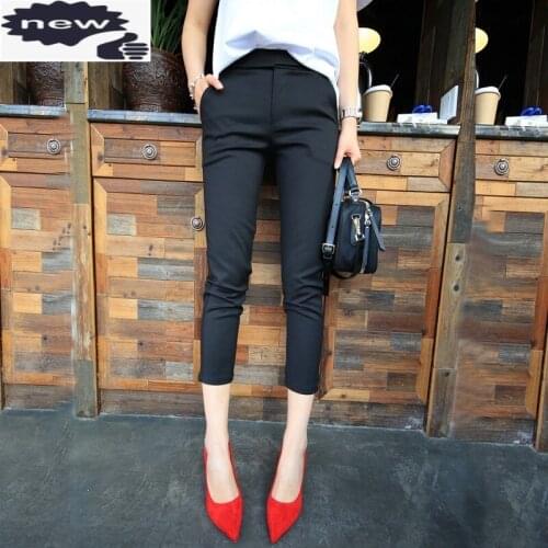 Hot Sale Spring Summer Thin Womens Ankle Length Pencil Pants Slim Fit Stretch Cotton Blends Office Ladies Casual Suit Trousers