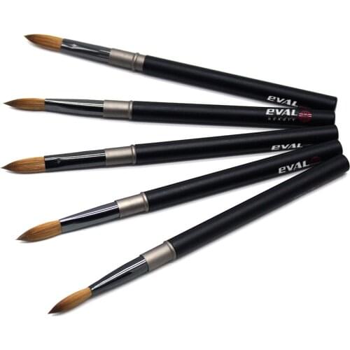 Eval PRO Black Acrylic Nail Brush Kolinsky Sable hair Nail Powder Brush Round Nail Paint Art Brushes