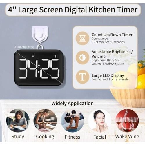 NHBR Digital Kitchen Timer Magnetic Countdown Count Up Timer with Large LED Display Loud Volume for Cooking and for Kids