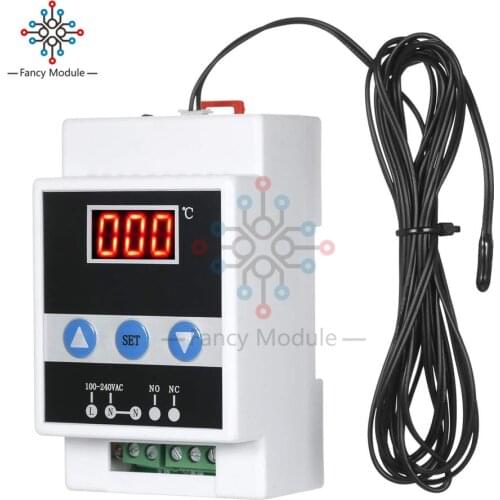 AC 110-240V Guide Rail Thermoregulator LED Digital Temperature Controller Thermostat Refrigeration Heating Temperature Control