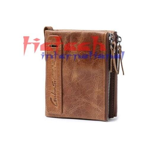 By dhl or ems 100pcs new style! Genuine Crazy Horse Leather Men Wallet Short Coin Purse Small Vintage Wallets Brand