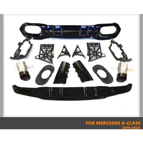 Rear Bumper Lip Diffuser With Exhaust Pipes Fit For Mercedes Benz A-Class W177 Hatchback Sedan A180 A200 A220 A250 A35 2019-2020