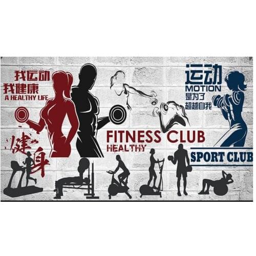 Custom photp wallpaper 3d murals wallpaper for walls 3 d Gym mural custom Gym fitness club setting wall background wall decor