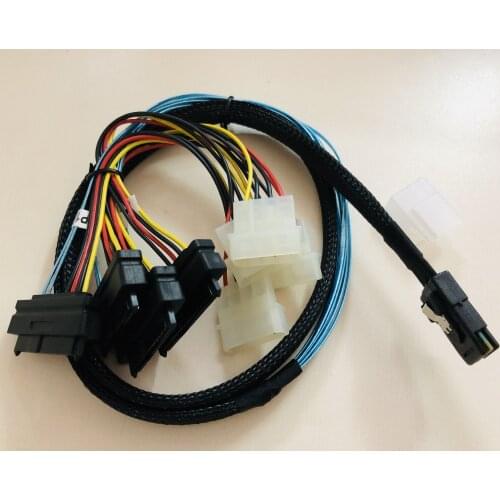 Eastforfuy sas sata cables for HDD server Display card MINI SAS 4i SFF-8087 36Pin To 4 SAS 29Pin Sff 8482 +4pin power cable 1m