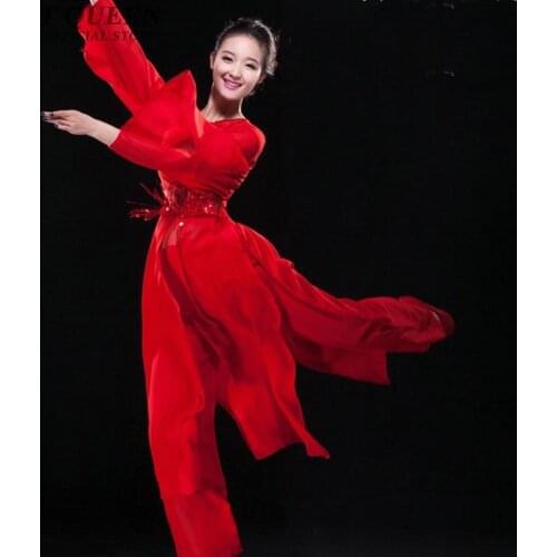 Chinese folk dance ballroom dance competition dresses Chinese traditional costume stage wear women oriental costumes KK799 S