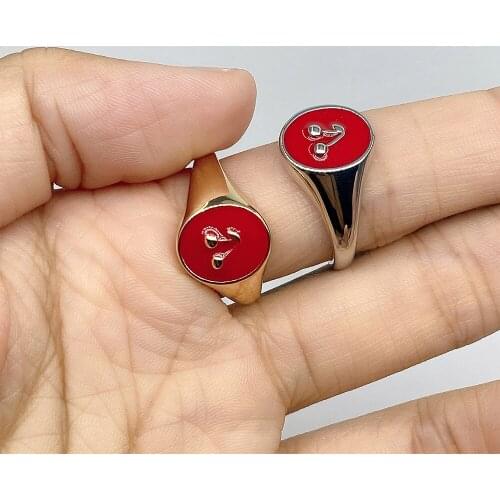 Ins Simple Cherry Ring Personality Fashion Cute Geometric Expression Rings Accessories