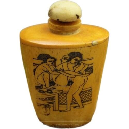 Collect Antique Hand Carved bone carvings (beauty picture) snuff bottle collection