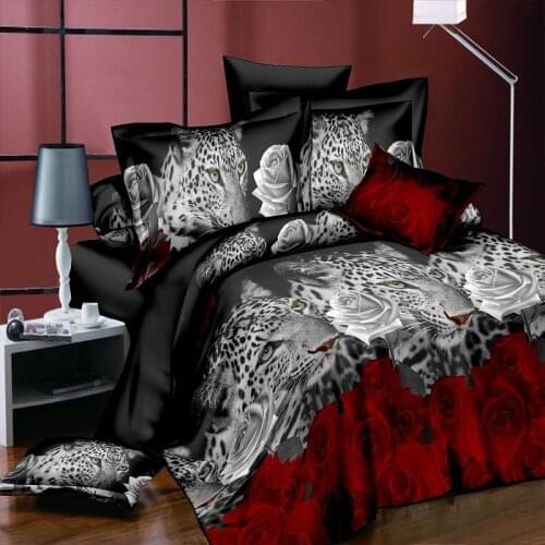 3d leopard duvet cover sheet set queen twin size bed linen set