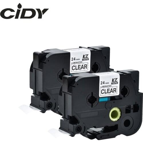 CIDY 2pcs compatible tze 24mm laminated tape tze 151 tze151 tze-151 tz151 tz 151 black on clear tape for brother label printer