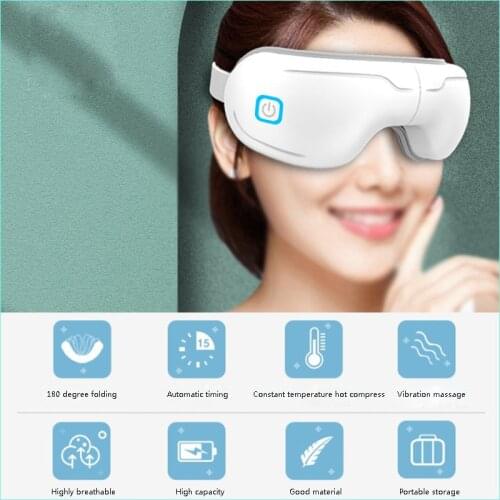 Vibration Eye Massager Eye Care Device Eye Fatigue Relieve Vibration Hot Compress Therapy Massager Music Foldable Eye Protection