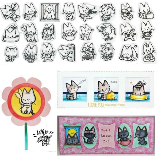 Adorable Cats Stamps and Die Sets 2021 for Diy Decorative Embossing Scrapbook Album Card Crafts Making
