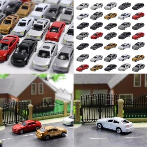 50 Pieces 1/87 Mini Model Car Plastic Vehicle Train Layout Scenery
