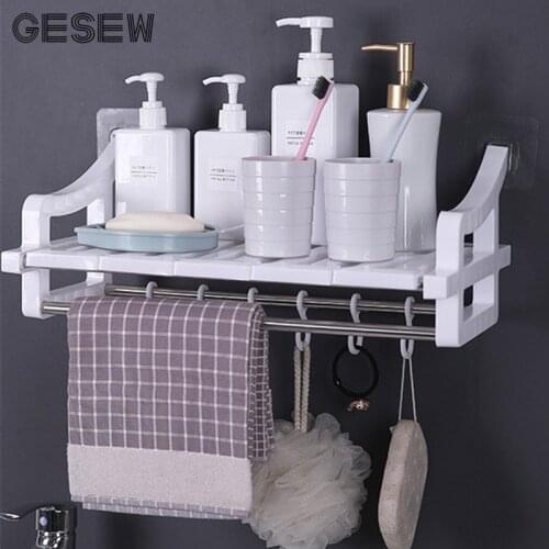 GESEW Multi-Function Shower Organizer Bathroom Storage Rack Wall-mount Toiletry Toothbrush Soap Shelf Bathroom Organizer