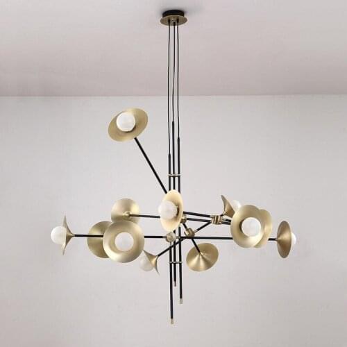Nordic Horn Chandelier Post-modern Golden Personality Creative lustre sputnik Living Room Home Decor wrought iron chandelier