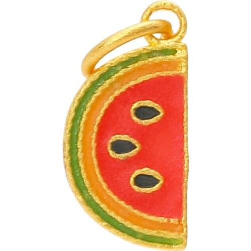 New Arrival 24K Yellow Gold Pendant 999 Gold Summer Watermelon Necklace Pendant
