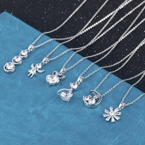 Snowflake Owl Angel Cats In Moon Crystal Rhinestone Pendant Necklace Women Girls Jewelry Accessories Christmas Gifts Choker Hot