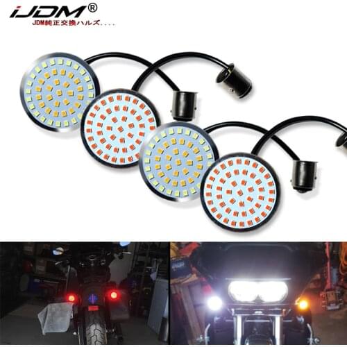IJDM White/Amber 1157 Full LED Turn Signal Light Bulbs For Harley Davidson Touring Electra Glide Road King Sportster Motorcycles