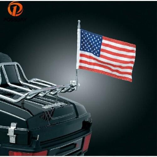 POSSBAY for Harley Touring Cafe Racer Motobike Road King Glide&FLHT Motorcycle Accessories Flag Pole Mount 6x9 Flag USA American