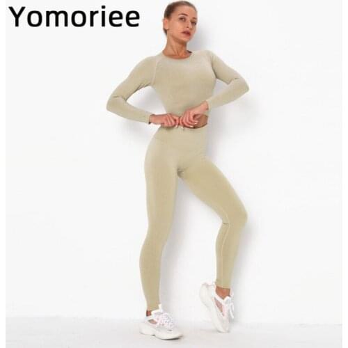 Sexy Yoga Set For Women High Waist Butt Lifting Solid Color Two-piece Set Gym Sport Workout Running Training Sportswear Yomoriee