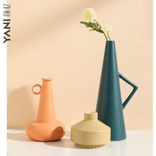 Nordic dried flower decoration living room creative home porch flower arrangement Morandi ceramic vase