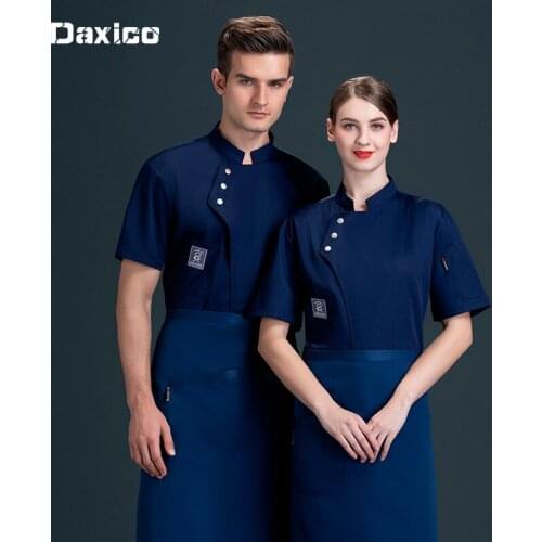 Summer Catering Uniform Short Sleeve Men Chef Jacket Kitchen Cooking Work Clothes Hotel Waiter Tops Breathable Chef Uniform