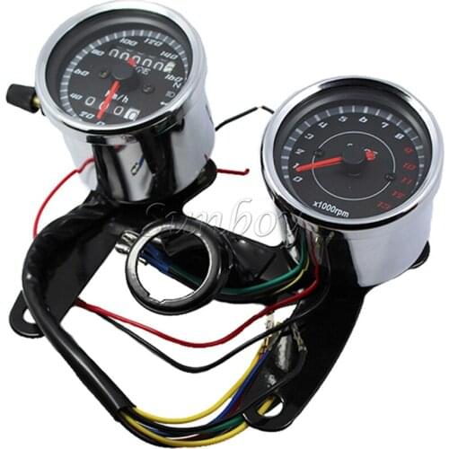 Universal 12v Motorcycle Scooter Speedometer Tachometer Set 0~160km/h Odometer 0-13000 RPM Tacho Gauge with LED Backlight