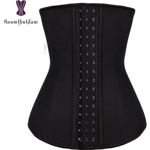 High quality 3 hooks slimming body shaper waist trimmer belt 4 steel boned corset latex waist trainer for weight loss 2839