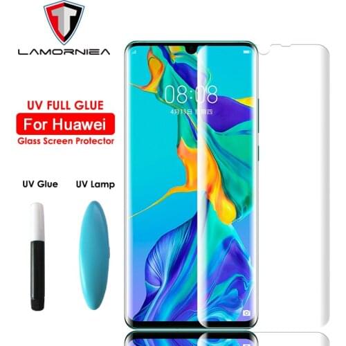 UV Full Glue Tempered Glass for Huawei P30 Pro Screen Protector P30 Lite 21D UV Glass Film For Huawei P20 Mate 20 30 Pro Lite