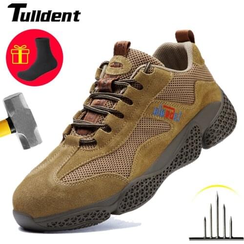 Safety boots Puncture-Proof Indestructible Steel Toe Shoes Breathable Soft Construction Sneaker Wearable Elastic