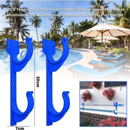 1 Pair Swimming Pool Pole Hanger Set Aluminum Durable Multi Purpose Hooks Kit For Leaf Rakes Skimmers Vacuum Hoses 7x22cm