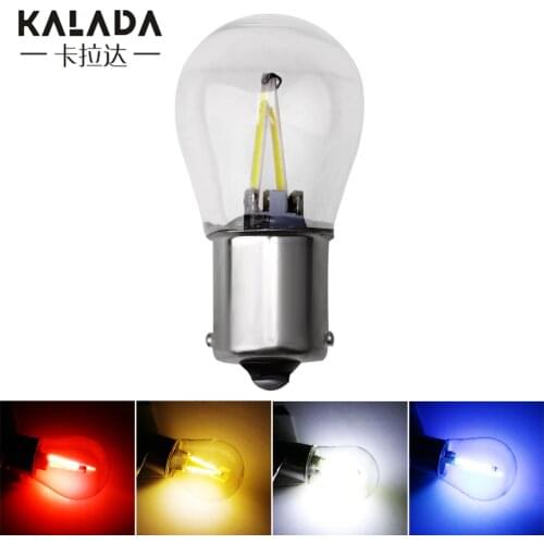 1pcs Glass Shell 1156-P21W-BA15S Car Led COB Filament Bulb 1157 P21/5W BAY15D Auto Turn Signal Lamp Reversing Lights 12V Yellow