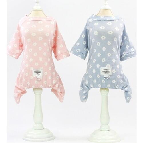 10PC/Lot Spring Summer Pet Clothes Puppy Dog Pajamas Flowers Cotton Dog Jumpsuit Small Dogs Clothes
