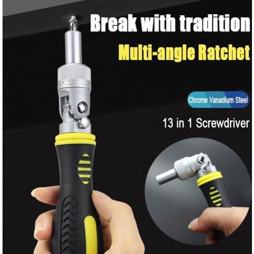 13 In 1 Screwdriver Set Multi-angle Labor-saving Ratchet Screwdriver Multi-function Manual Screwdriver Repair Tool