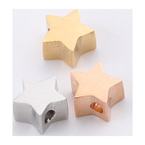20pc 5mm Gold/Steel Color Stainless steel Small Star Shape Beads Charm pendant For Necklace DIY Women Handmade Jewelry Making