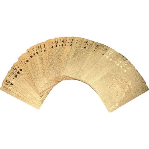 2021 Top Fashion Waterproof Gold Color Poker Cards Marvellous Luxury Foil Plated Plaid Playing Cards Deck Magic Card Party Games
