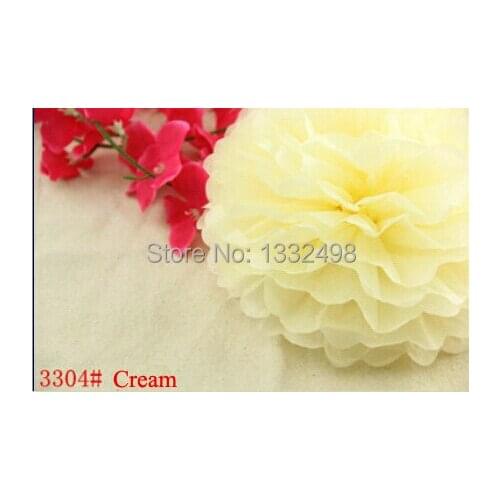 50 Pcs 14'' 35cm Cream Tissue Paper Pom Poms Party Supplies Decorative Flowers Paper Ball Wedding Baby Shower Home Decorations
