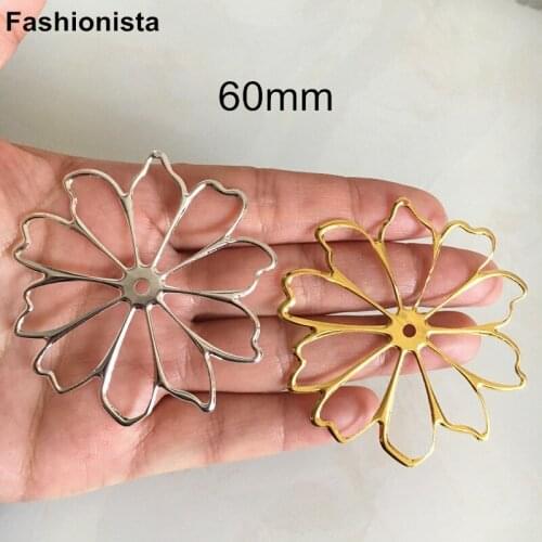50 pcs Open Design Metal Flowers Large Size 60mm Gold /Silver Color,Bride & Bridesmaid Headwear DIY Accessories Jewelry Supplies