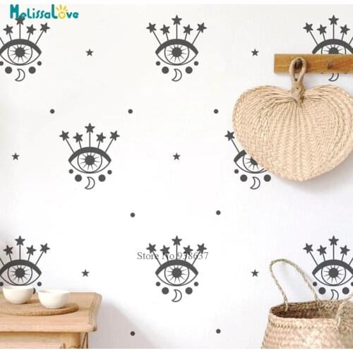 62 pcs/set Mystical Eye Wall Decal Eye & Lash Evil Eyes Modern Vinyl Decal Set Bedroom Decor Removable Wall Sticker BB683