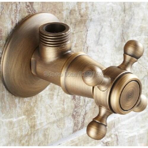 Antique Brass 1/2"male x 1/2" male Brass Bathroom Angle Stop Valve Gold Finish Filling Valves Bathroom Wav004