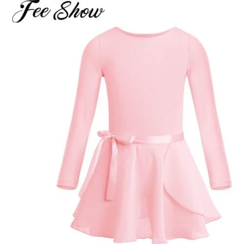 FEESHOW Kids Girls Ballet Tutu Dress Pink Short Sleeves Gymnastics Leotard Bodysuit Set Ballet Costume for Ballerina Dancing