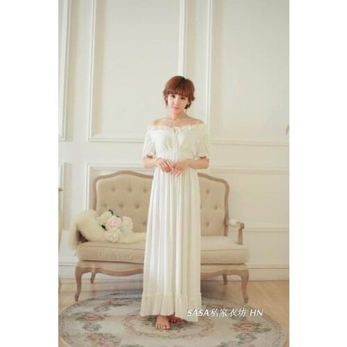 Free Shipping 2015 New Summer Comfortable Modal Nightgown Womens Long Pijamas White Sleepwear